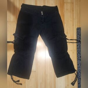 Iris black long cargo parachute shorts Y2K sm